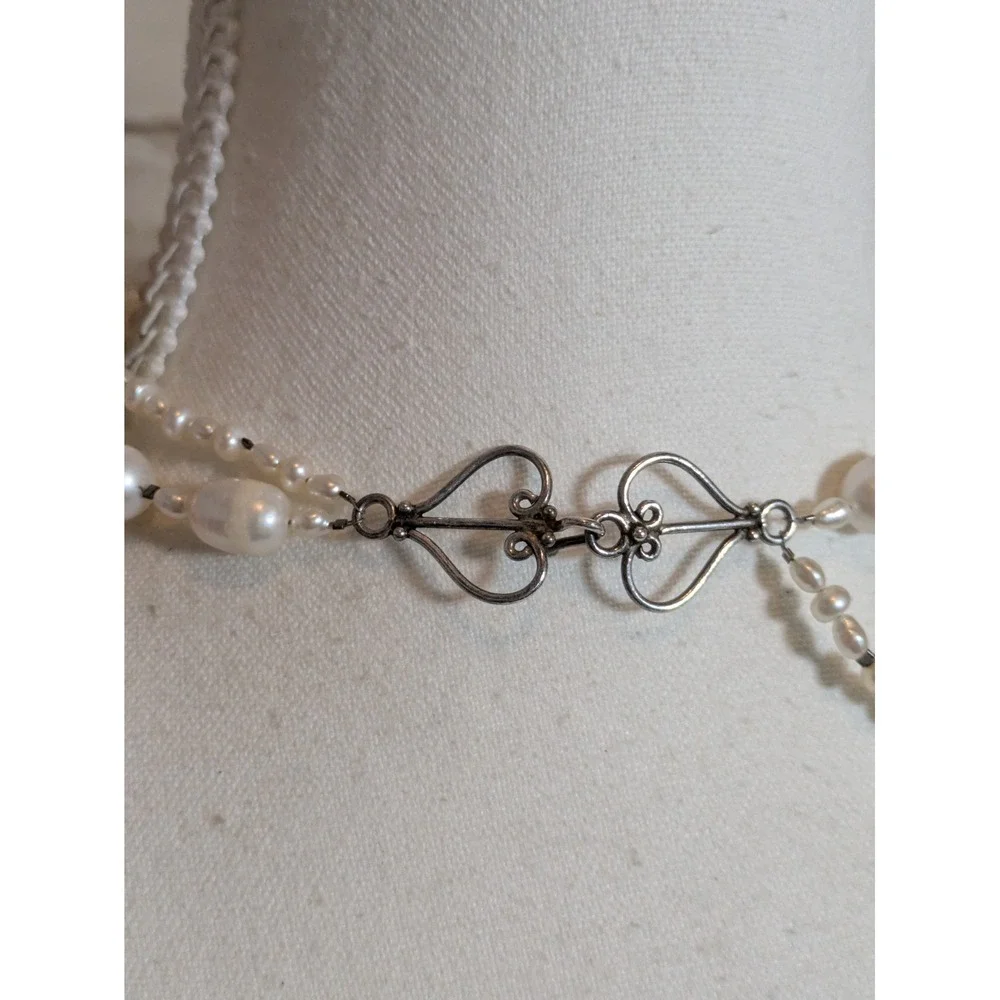 Vintage Natural Fresh Water Pearl Choker Necklace Multi Strand Romantic 12